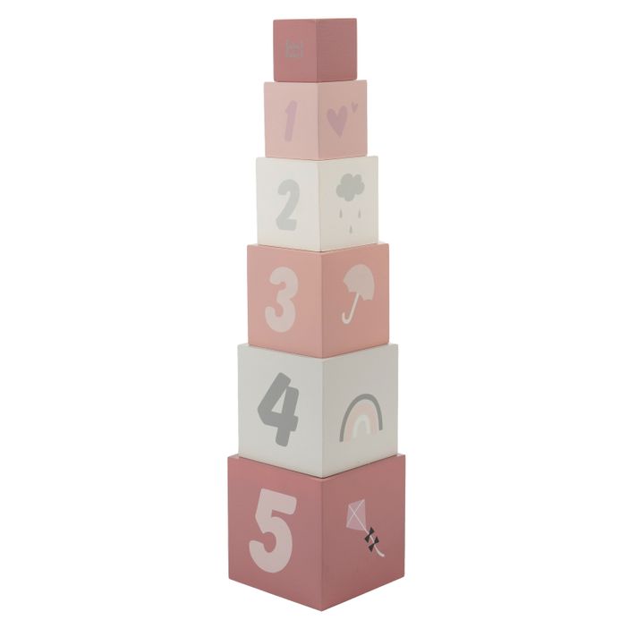 LABEL-LABEL - Stohovateľné kocky Čísla, ružové