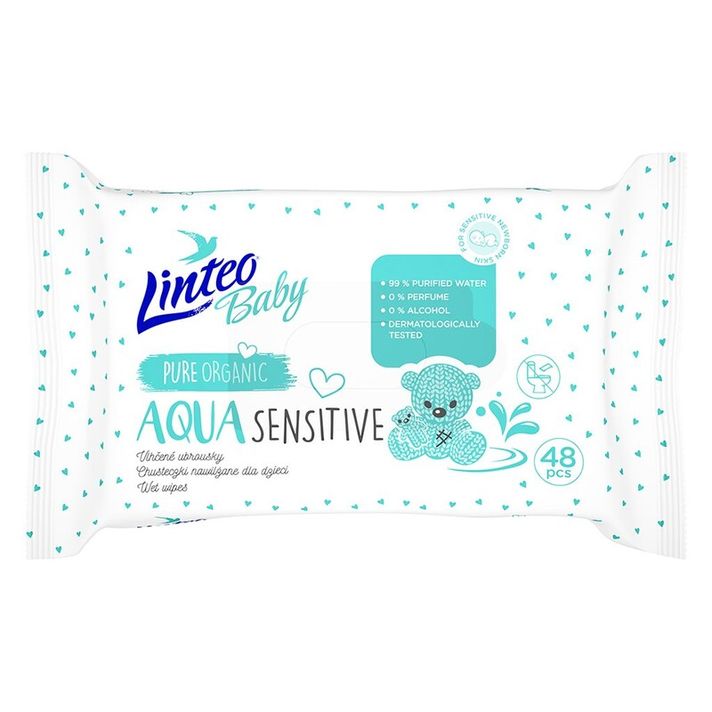 LINTEO - Detské vlhčené obrúsky Baby AQUA SENSITIVE 48 ks