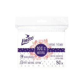 LINTEO - Papierové vatové tyčinky 100% natural 80 ks vo vrecku