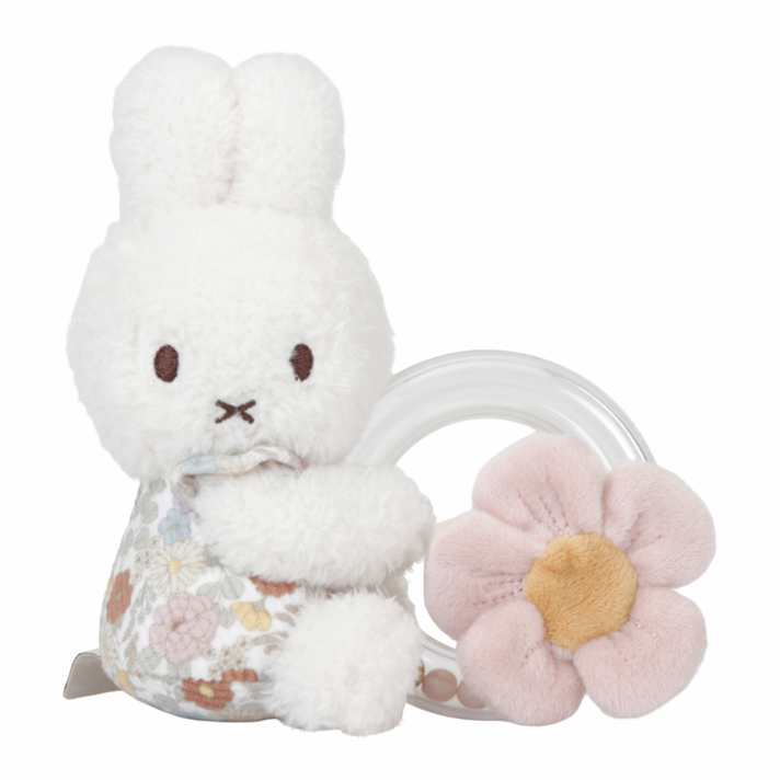 LITTLE DUTCH - Hrkálka s korálkami králiček Miffy Vintage Kvety