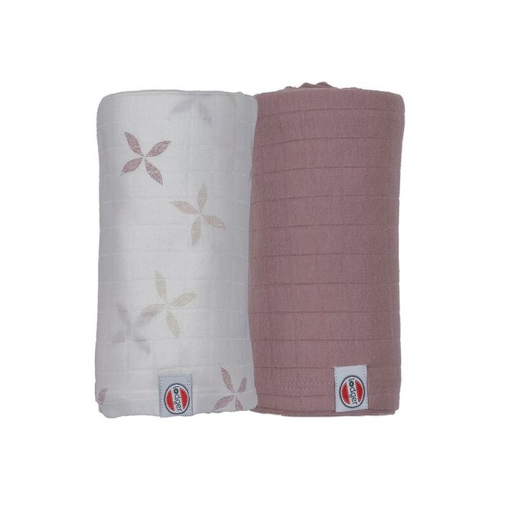 LODGER - Swaddler Solid Matcha 2balenie 110 x 110 cm Powder/Rose