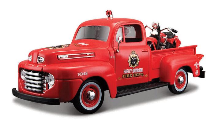 MAISTO - Harley-Davidson Custom, 1948 Ford F-1 Pick up + 1936 EL Knucklehead, 1:24