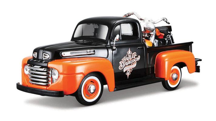 MAISTO - Harley-Davidson Custom, 1948 Ford F-1 Pick up + 1958 FLH Duo Glide, 1:24