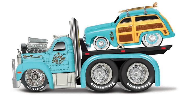 MAISTO - Muscle Transports - 1953 MACK B-61 Flatbed 1950 Ford Woody, 1:64