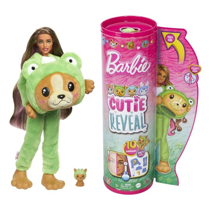 MATTEL - Barbie Cutie Reveal Barbie V Kostýme - Psík V Zelenom Kostýme Žabky