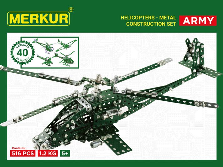 MERKUR - Helikopter Set, 515 dielov, 40 modelov