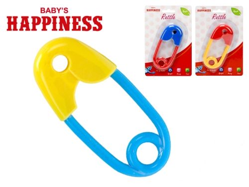 MIKRO TRADING - Hrkálka spínací špendlík 12cm Baby´s Happiness 3farby 0m+ na karte