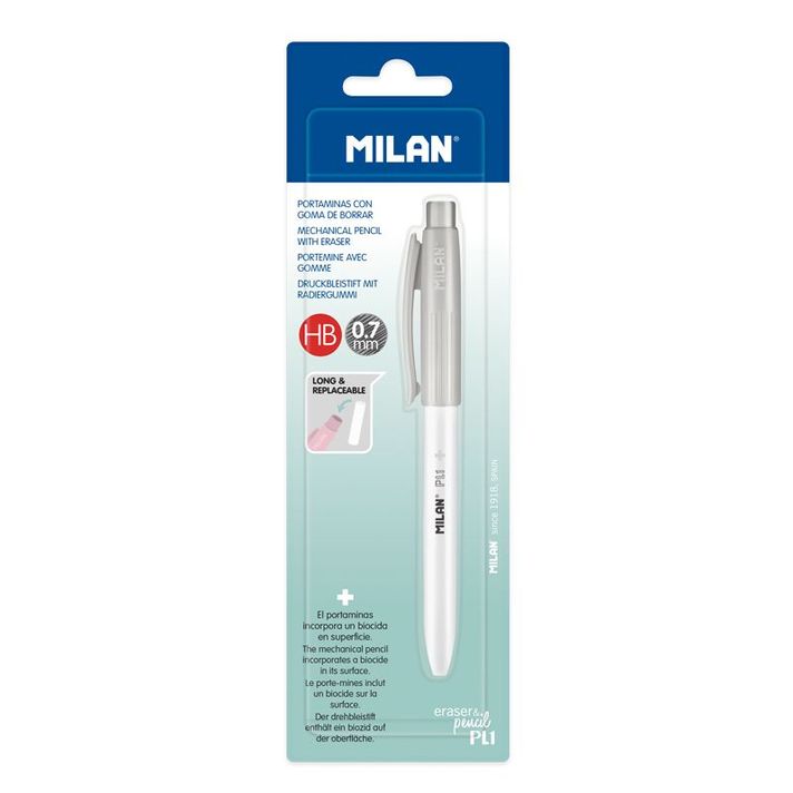 MILAN - Mikroceruzka / Pentelka PL1 Antibacterial HB 0,7 mm - šedá, blister