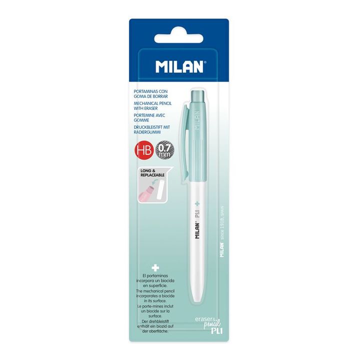 MILAN - Mikroceruzka / Pentelka PL1 Antibacterial HB 0,7 mm - tyrkysová, blister