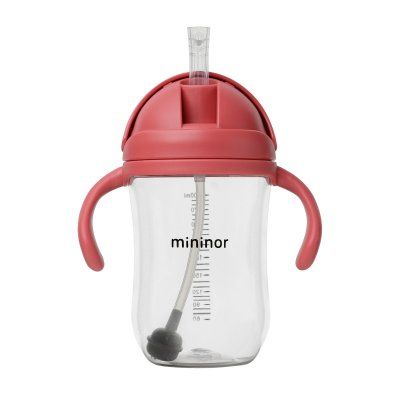 MININOR - Fľaša so slamkou Tritan 330 ml Rebarbora