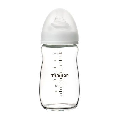 MININOR - Sklenená dojčenská fľaša 240ml 0m+