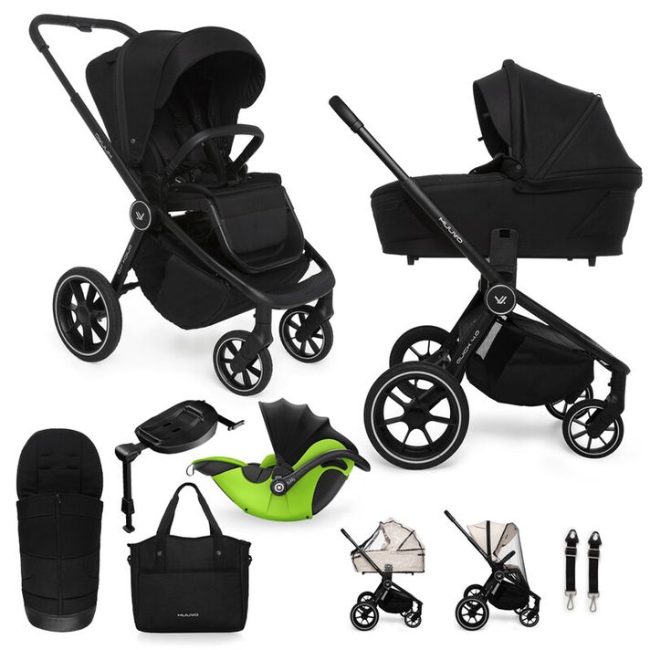 MUUVO  - Kočík kombinovaný Quick 4.0 Classic black set 2v1 + KIDDY Evoluna i-size 2 + základňa