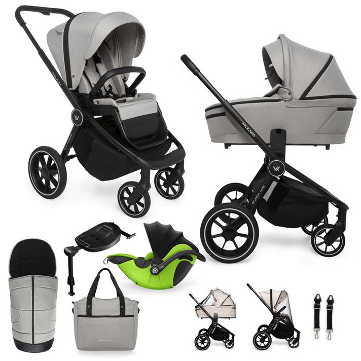 MUUVO  - Kočík kombinovaný Quick 4.0 Steel grey set 2v1 + KIDDY Evoluna i-size 2 + základňa