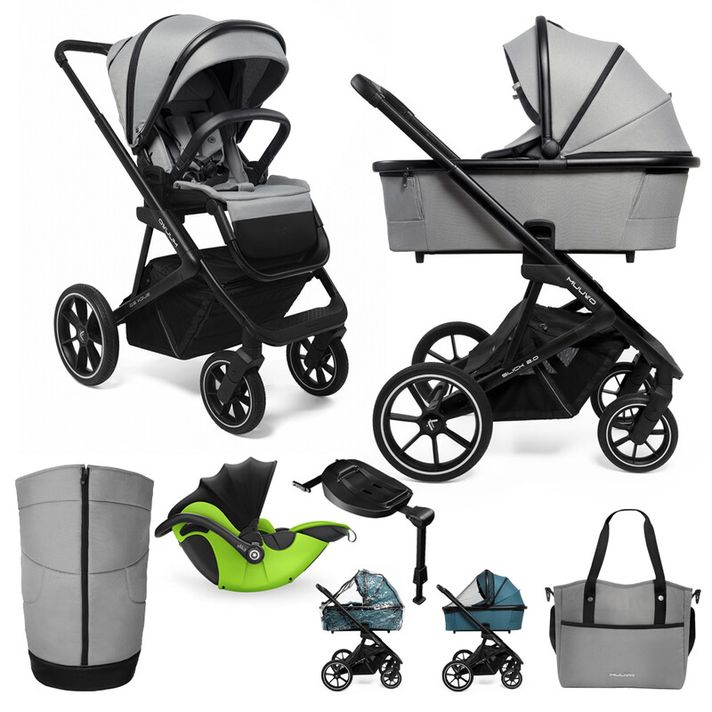 MUUVO  - Kočík kombinovaný Slick 2.0 set 2v1 Light grey + KIDDY Evoluna i-size 2 + základňa