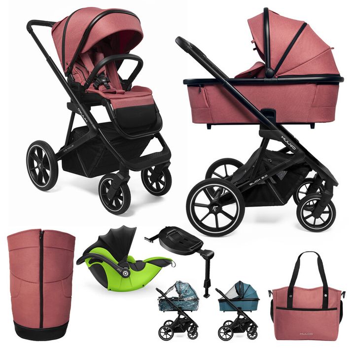 MUUVO  - Kočík kombinovaný Slick 2.0 set 2v1 Pure pink + KIDDY Evoluna i-size 2 + základňa