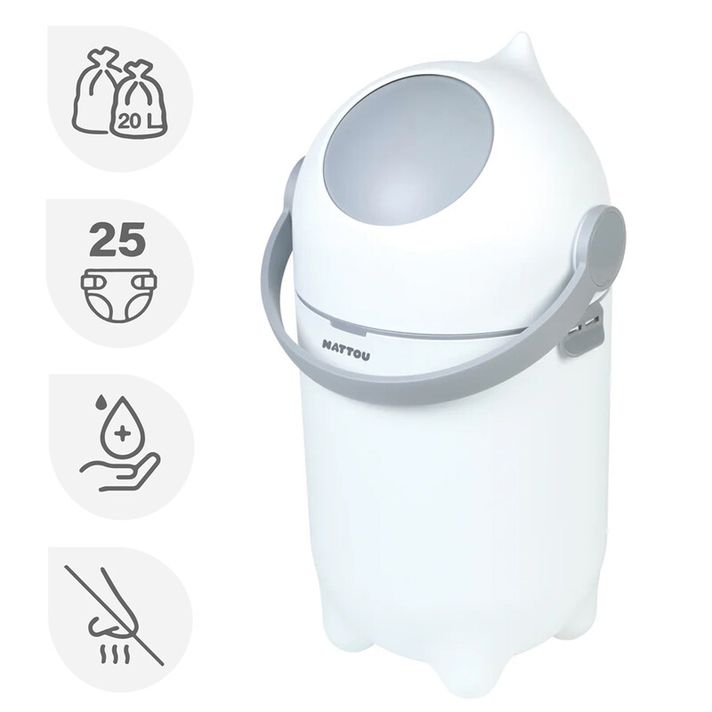 NATTOU - Kôš na plienky Dropy White 27 cm, 20l