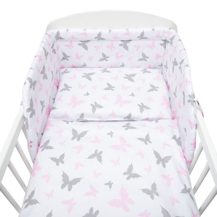 NEW BABY - 3-dielne posteľné obliečky 90/120 cm biele motýle