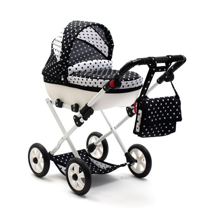 NEW BABY - Detský kočík pre bábiky COMFORT bielo-čierny