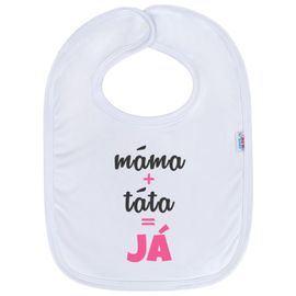 NEW BABY - Detský podbradník  máma+táta=JÁ ružový