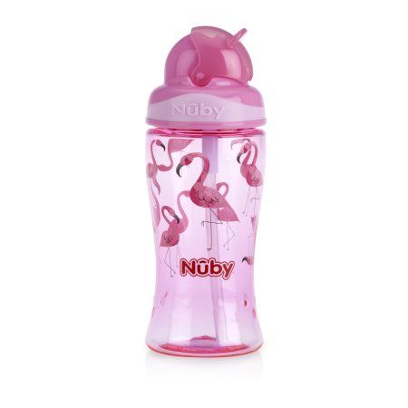 NUBY - Hrnček netečúci so sklápacou slamkou 360 ml-ružová