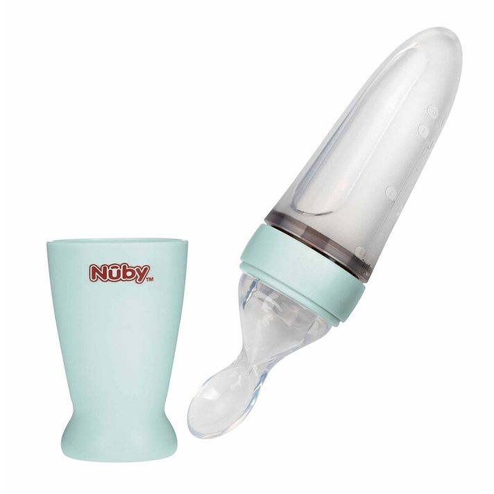 NUBY - Kŕmitko silikónové 90 ml 3m+ zelené