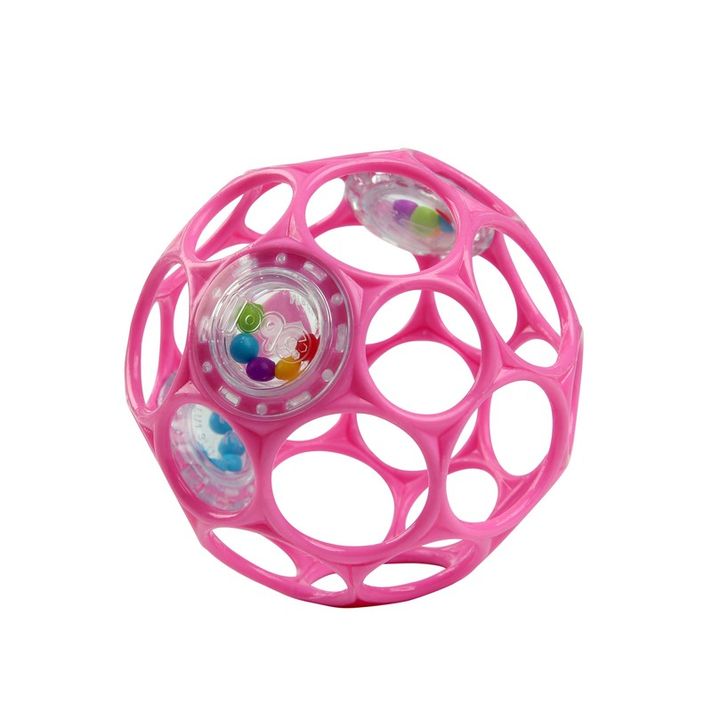 OBALL - Hračka RATTLE 10 cm dark pink 0m+