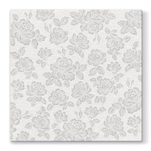 PAW - Obrúsky AIRLAID L 40x40cm Subtle Roses Silver