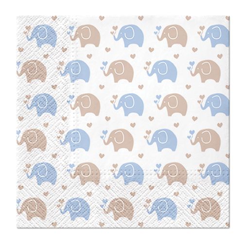 PAW - Obrúsky L 33x33cm Baby Elephants blue