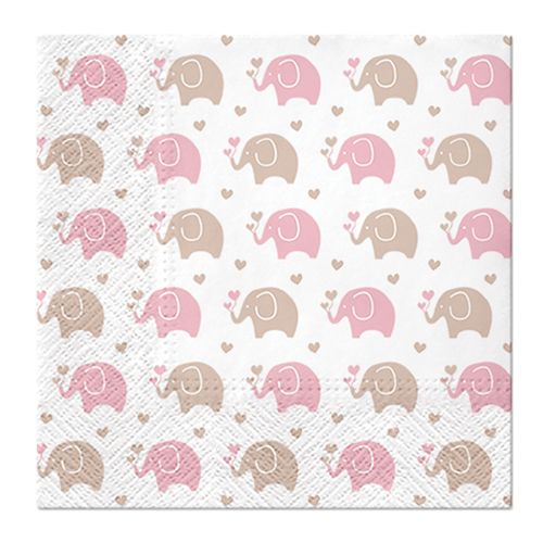 PAW - Obrúsky L 33x33cm Baby Elephants pink