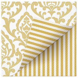 PAW - Obrúsky L 33x33cm Double Design Portuguese Tiles Stripe (gold)