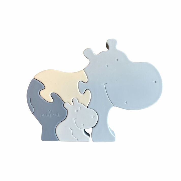 PETÚ PETÚ - Alfia Silikónové puzzle Hippo Blue mix