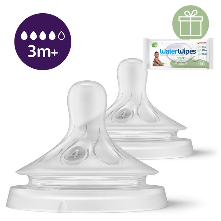 PHILIPS AVENT - Cumlík Natural Response 4 stredný prietok 3m+, 2 ks+WW Soapberry 60ks