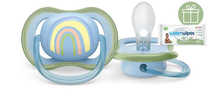 PHILIPS AVENT - Cumlík Ultra air obrázok 0-6m dúha 1ks+WW Soapberry 60ks