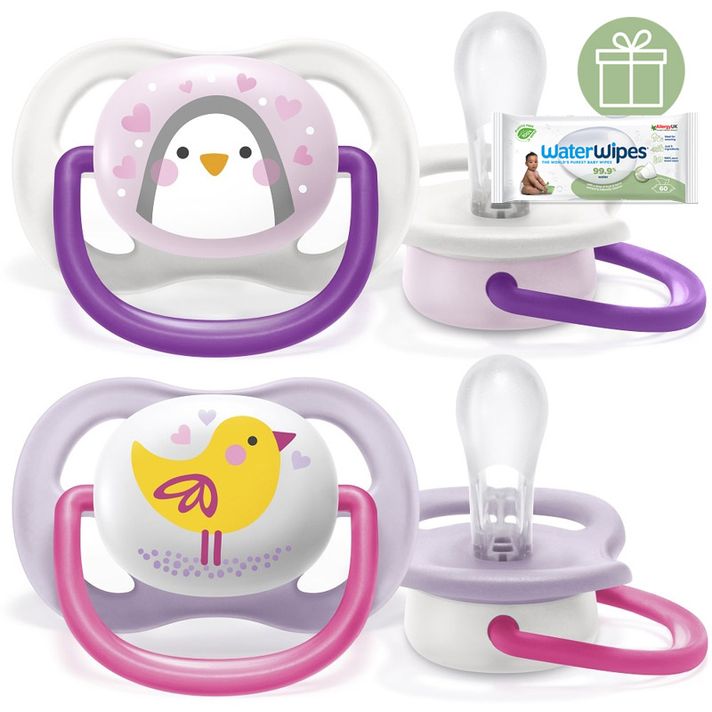 PHILIPS AVENT - Cumlík Ultra air zvieratko 0-6m dievča 2 ks+WW Soapberry 60ks