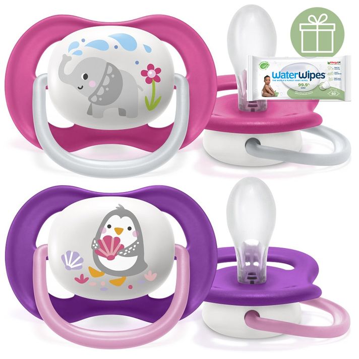 PHILIPS AVENT - Cumlík Ultra air zvieratko 6-18m dievča 2 ks+WW Soapberry 60ks