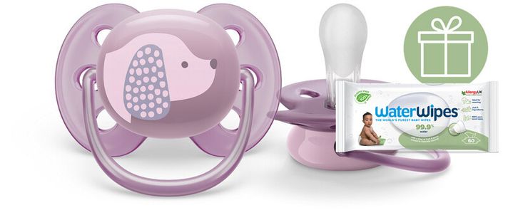 PHILIPS AVENT - Cumlík Ultrasoft Premium 6-18m fialová 1 ks+WW Soapberry 60ks