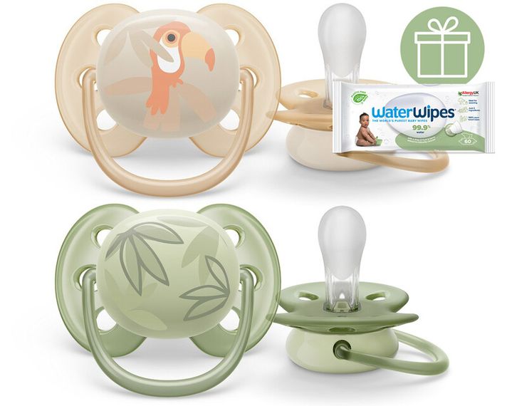 PHILIPS AVENT - Cumlík Ultrasoft Premium zvieratko 0-6m chlapec 2 ks+WW Soapberry 60ks