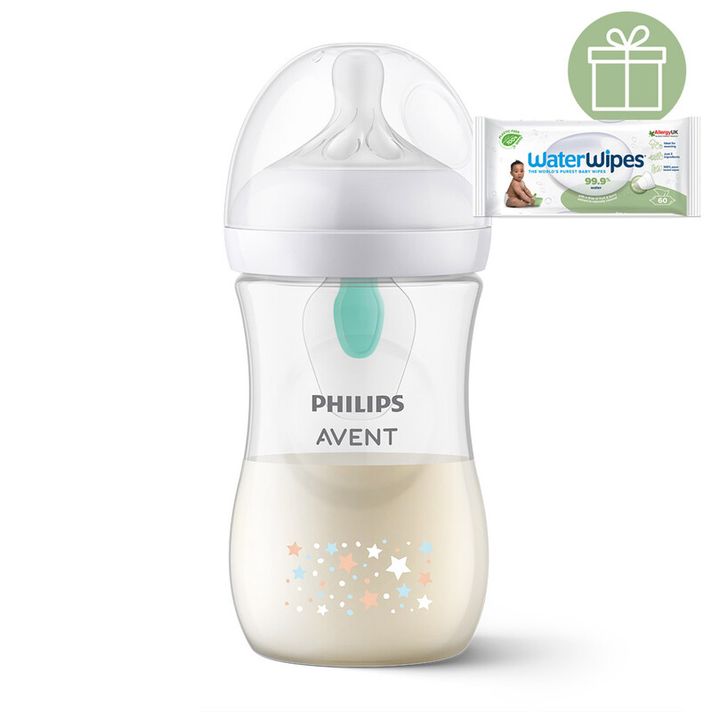 PHILIPS AVENT - Fľaša Natural Response s ventilom AirFree 260 ml, 1m+ medveď+WW Soapberry 60ks