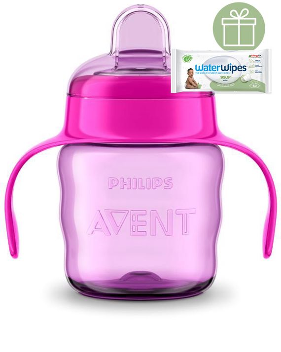 PHILIPS AVENT - Hrnček pre prvé dúšky Klasik 200 ml s držadlami dievča+WW Soapberry 60ks