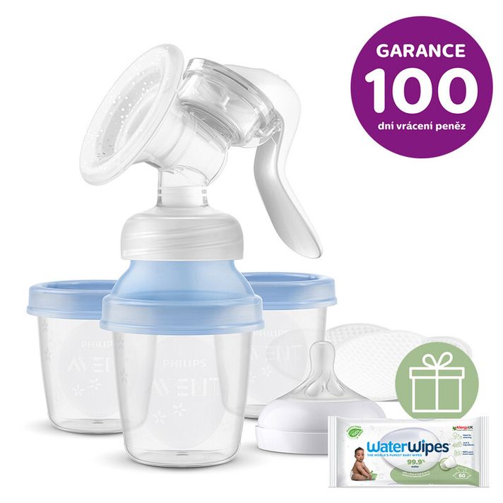 PHILIPS AVENT - Odsávačka materského mlieka manuálna s VIA systémom+WW Soapberry 60ks