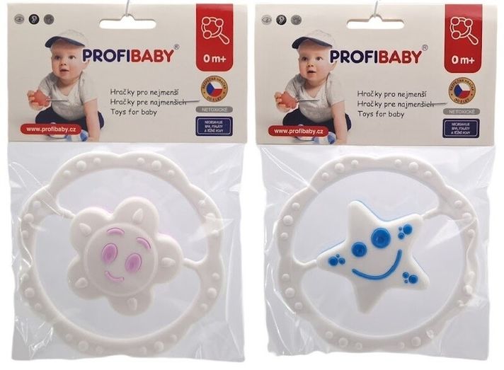 PROFIBABY - Hrkálka kruh hviezdička, slniečko 12cm, Mix produktov