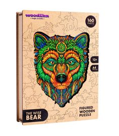 PUZZLER - Drevené farebné puzzle - Múdry medveď