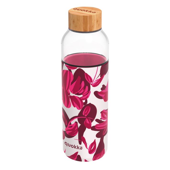 QUOKKA - FLOW Sklenená fľaša so silikónovým povrchom CRIMSON SPRING, 660ml, 40010