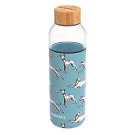 QUOKKA - FLOW Sklenená fľaša so silikónovým povrchom GREYHOUNDS, 660ml, 40011