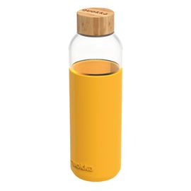 QUOKKA - FLOW Sklenená fľaša so silikónovým povrchom YELLOW, 660ml, 40013