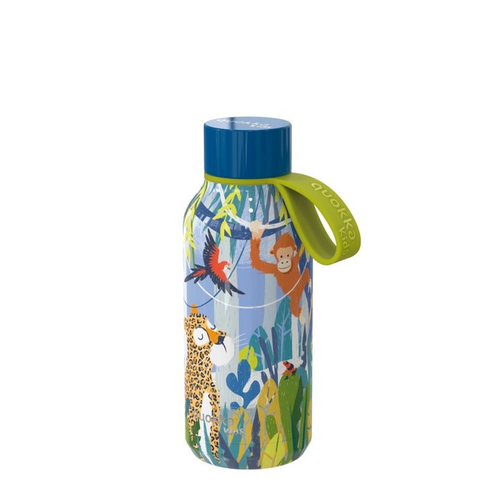 QUOKKA - KIDS Nerezová fľaša / termoska s pútkom JUNGLE, 330ml, 40145