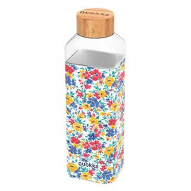 QUOKKA - Storm, Sklenená fľaša so silikónovým povrchom DITSY FLORAL, 700ml, 40026