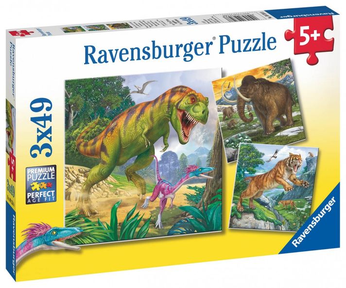 RAVENSBURGER - Dinosaury a čAction Series Mini 3x49 dielikov