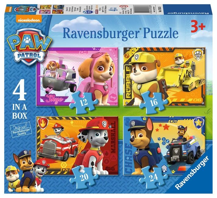 RAVENSBURGER - Labková Patrola; 4v1, 12/16/20/24 dielikov