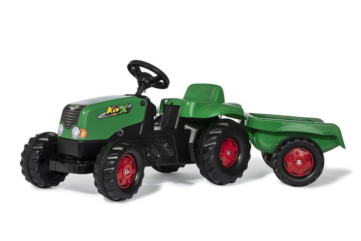 ROLLYTOYS - Šlapací traktor Rolly Kid s vlečkou - zeleno-červený